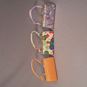 3 Miniature Mini Lipstick Coin Purses